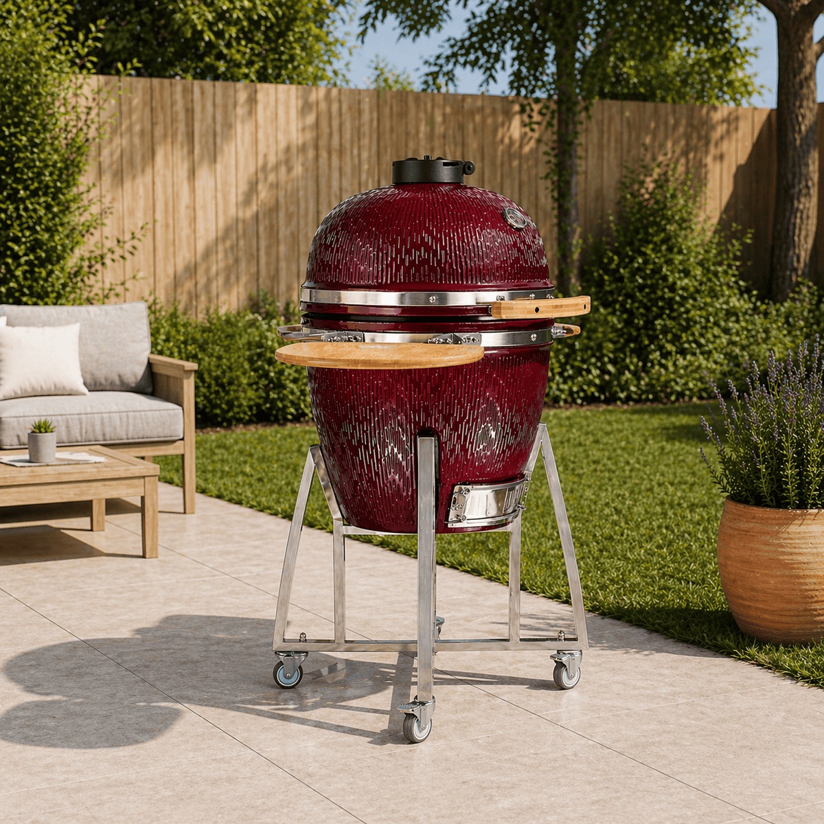 Black Ember Burgundy Ember Classic Line – 21" Kamado