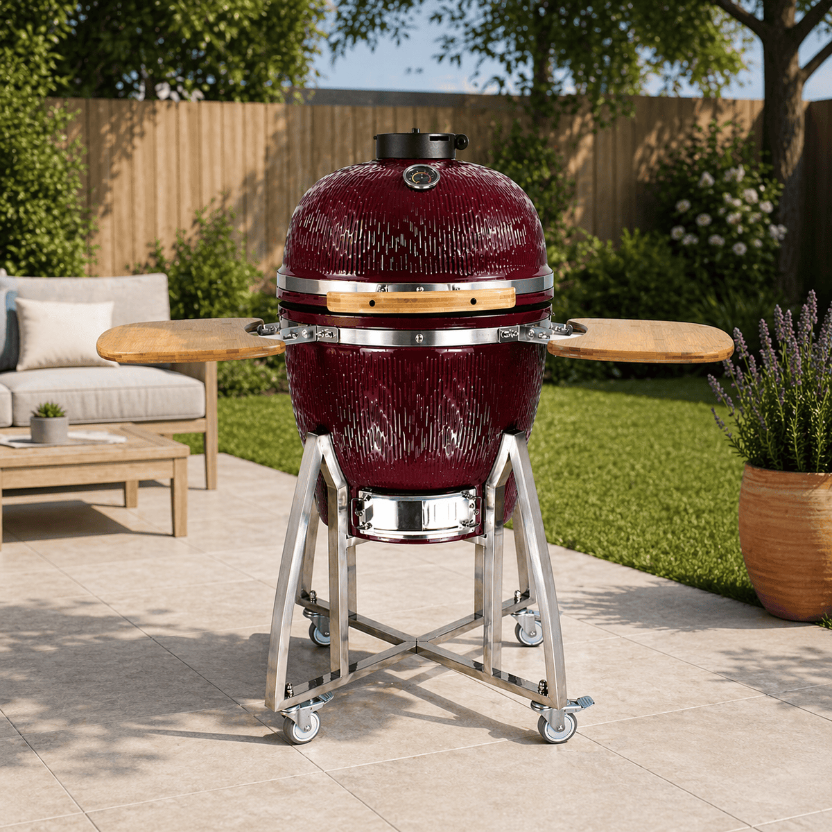 Black Ember Burgundy Ember Classic Line – 21" Kamado