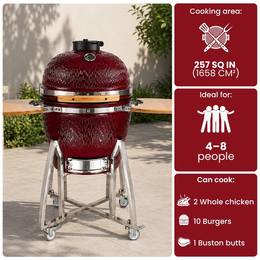 Black Ember Burgundy Ember Classic Line – 21" Kamado