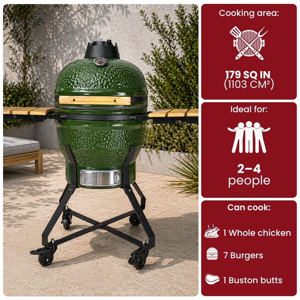 Black Ember Green Ember Junior – 18" Kamado