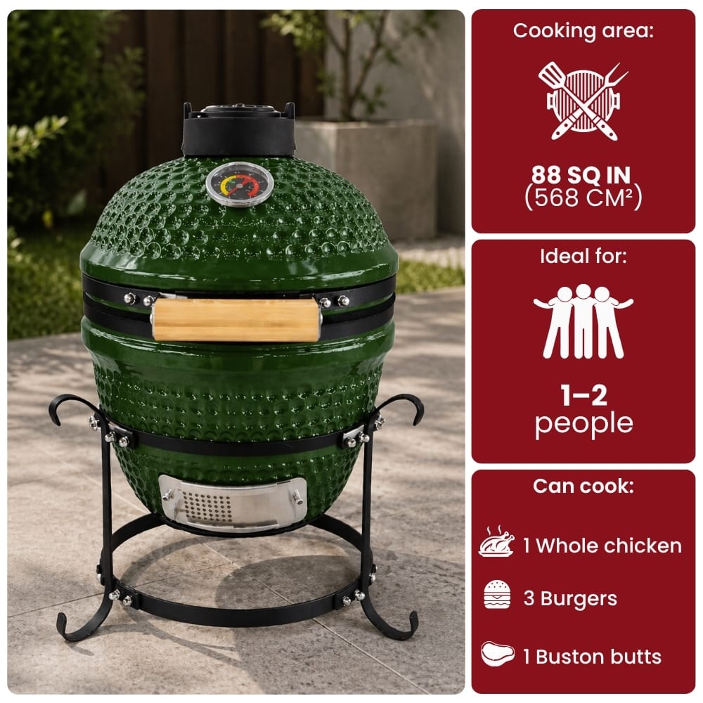 Black Ember Green Ember Mini - 13" Kamado