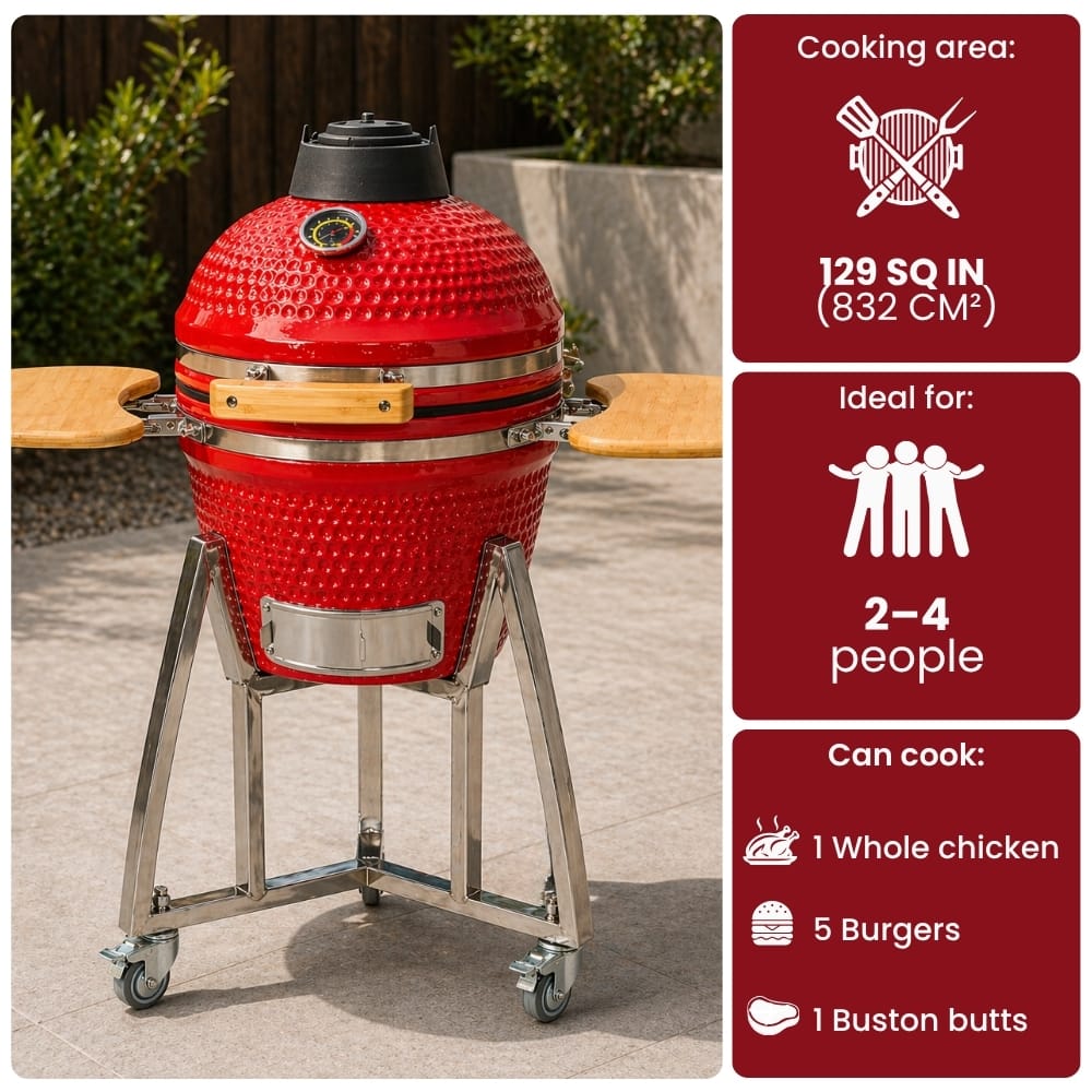 Black Ember Red Ember Compact – 16" Kamado