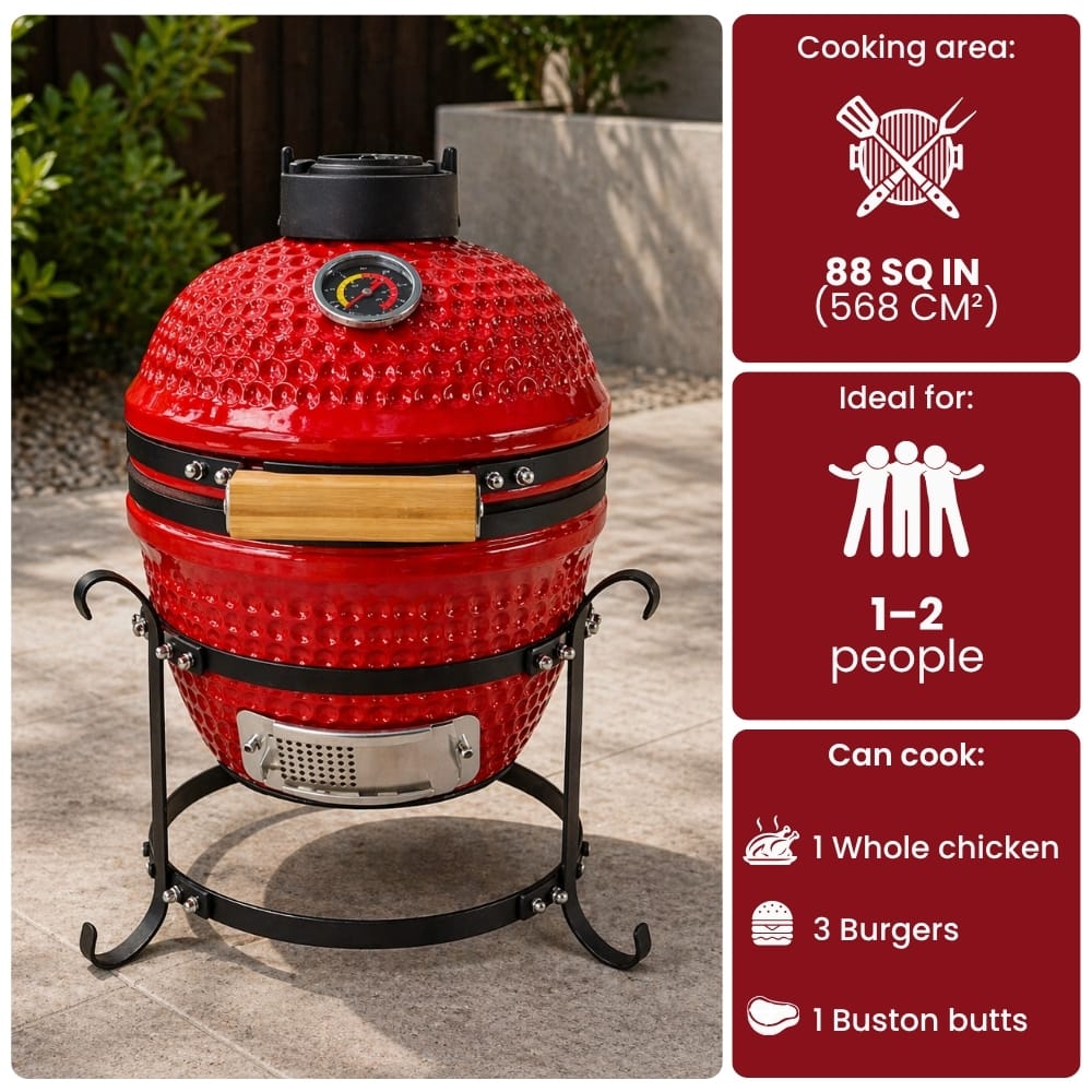 Black Ember Red Ember Mini - 13" Kamado