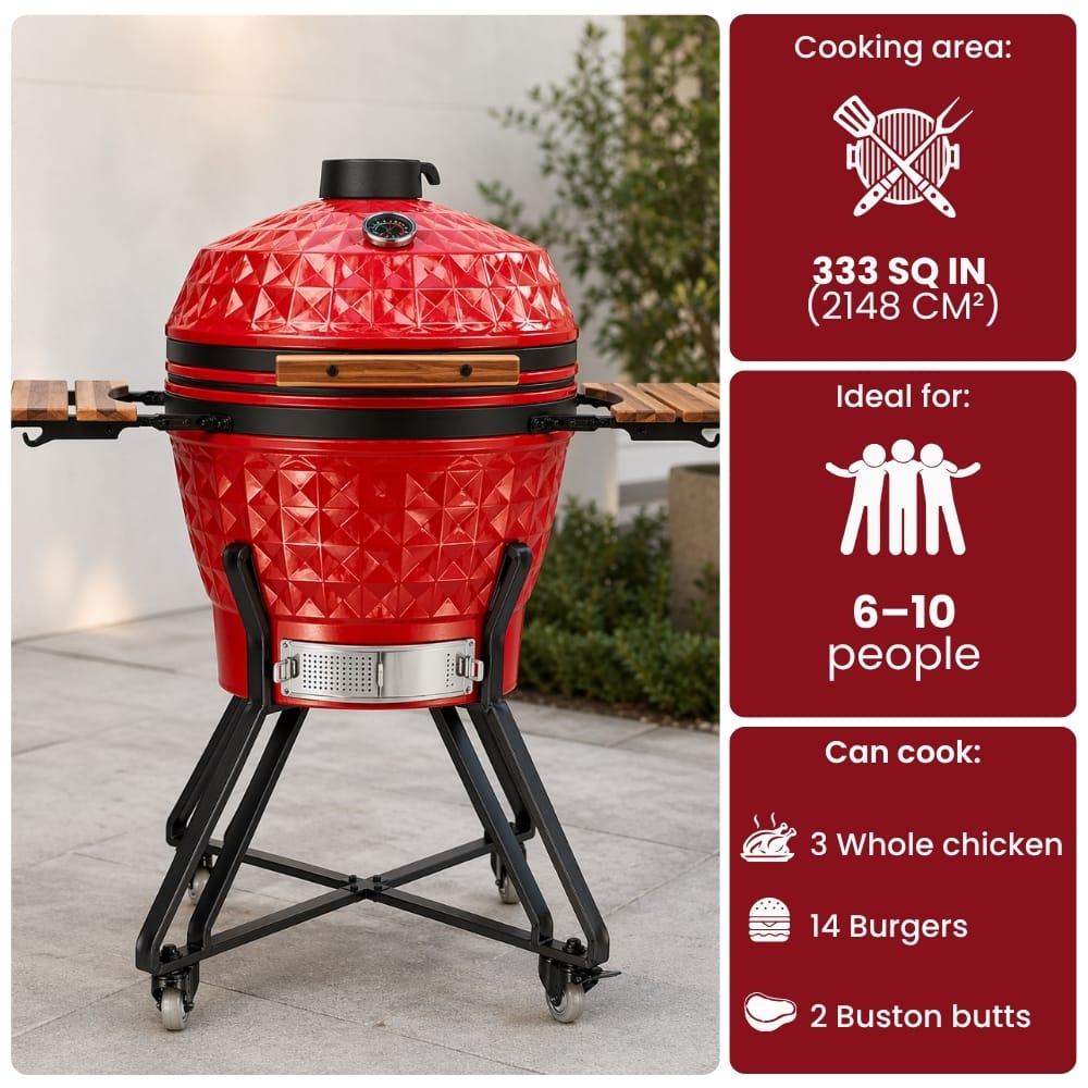 Black Ember Red Ember Pro Diamond – 24" Kamado